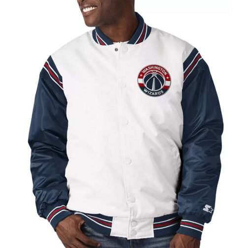 Renegade Washington Wizards White/Navy Satin Jacket - Image 4