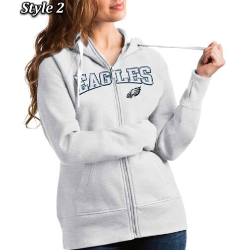 Antigua Victory Philadelphia Eagles Full-Zip Fleece Hoodie - Image 8