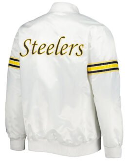 White Pittsburgh Steelers The Power Forward Satin Jacket