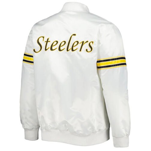 White Pittsburgh Steelers The Power Forward Satin Jacket - Image 2