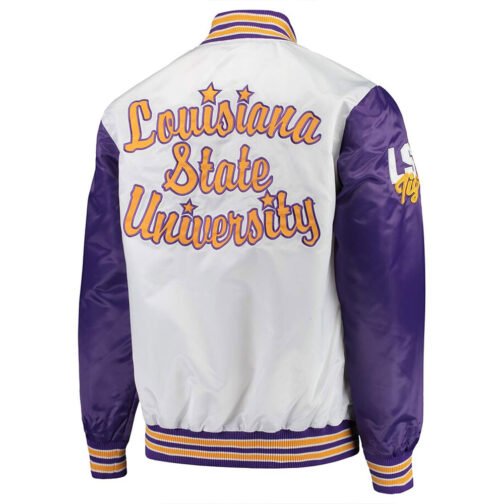 LSU Tigers The Legend White/Purple Satin Jacket - Image 2