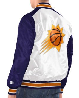 White/Purple Phoenix Suns Renegade Varsity Satin Jacket