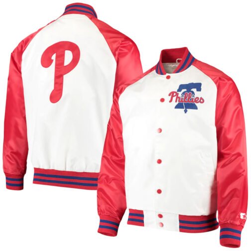 Philadelphia Phillies Clean-Up Hitter White/Red Satin Jacket - Image 3
