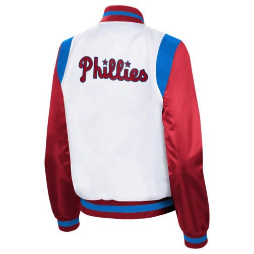Endzone Philadelphia Phillies White/Red Satin Jacket - Image 2