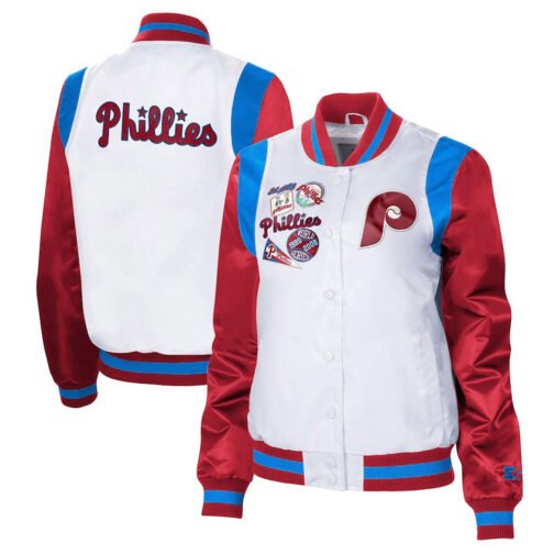Endzone Philadelphia Phillies White/Red Satin Jacket - Image 3