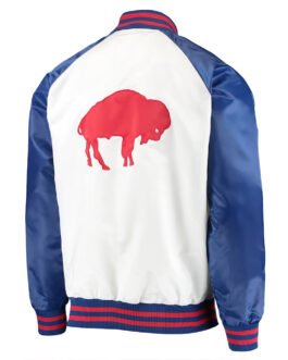 White/Royal Clean Up Throwback Buffalo Bills Satin Jacket