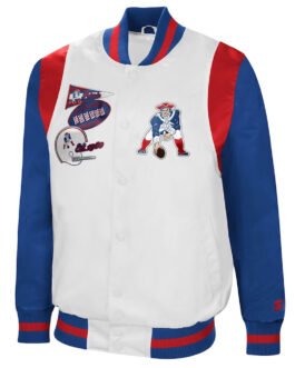 The All-American New England Patriots White/Royal Satin Jacket