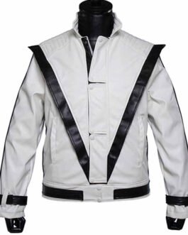 Thriller Michael Jackson White Leather Jacket