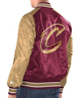 Wine/Gold Cleveland Cavaliers Renegade Varsity Satin Jacket