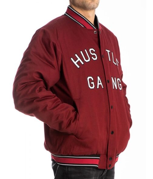 The Hustle Gang Winner Takes All Satin Burgundy Jacket - Image 3