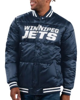 Navy Winnipeg Jets Bronx Bubble Jacket