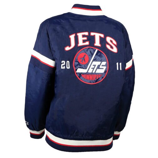 Winnipeg Jets Tournament Navy Varsity Jacket - Image 2