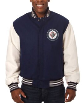 Winnipeg Jets Blue and White Varsity Two-Tone Jacket