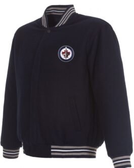 Varsity Winnipeg Jets Navy Blue Wool Jacket