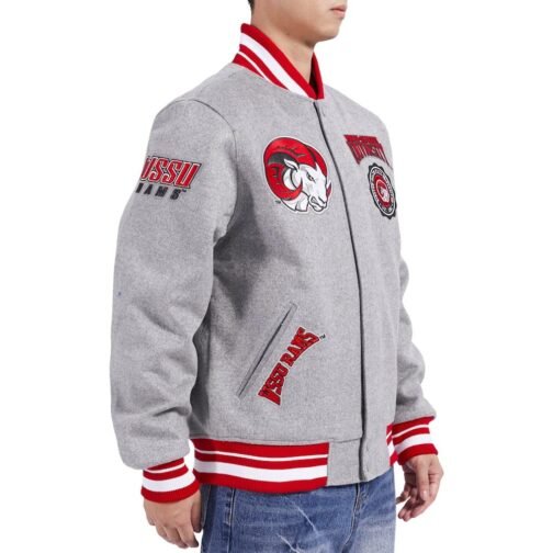 Winston-Salem State Rams Crest Heather Gray Wool Jacket - Image 4