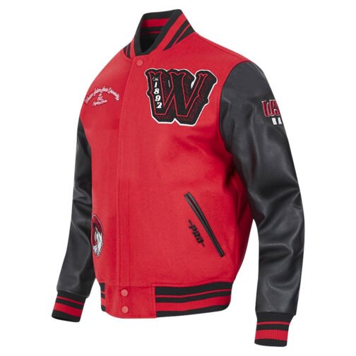 Winston-Salem State Rams HBCU Red and Black Varsity Jacket - Image 3