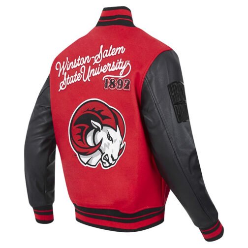 Winston-Salem State Rams HBCU Red and Black Varsity Jacket - Image 4