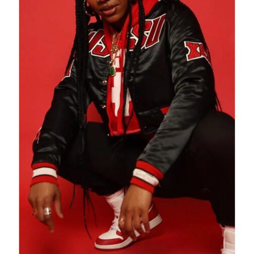 Women’s Cropped Winston Salem State University Black Jacket - Image 5