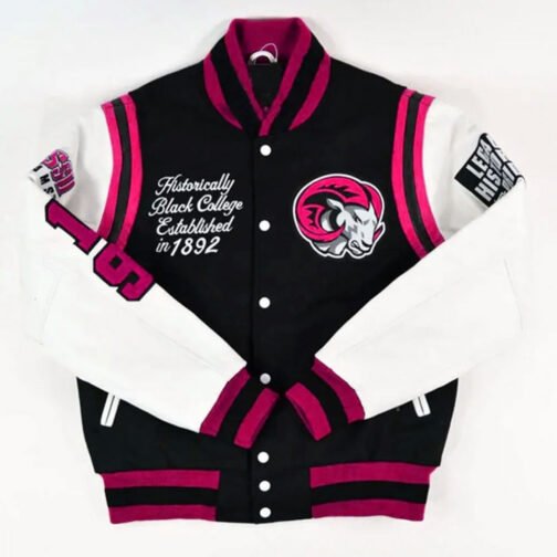 Winston-Salem State University HBCU Motto 2.0 Varsity Black and White Jacket - Image 3