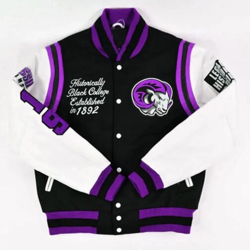 Winston-Salem State University HBCU Motto 2.0 Varsity Black and White Jacket - Image 4