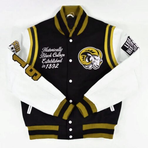 Winston-Salem State University HBCU Motto 2.0 Varsity Black and White Jacket - Image 2