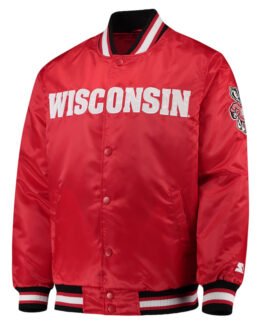 Wisconsin Badgers O-Line Red Satin Jacket