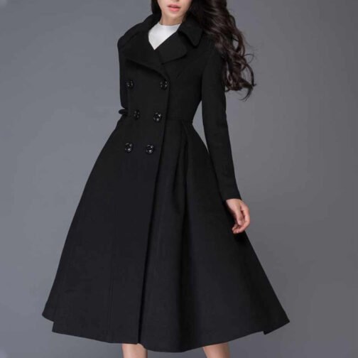 Women’s Swing Double Breasted Wool Coat - Image 16