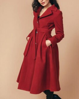 Women’s 1950s Princess Swing Red Wool Coat