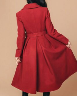 Women’s 1950s Princess Swing Red Wool Coat