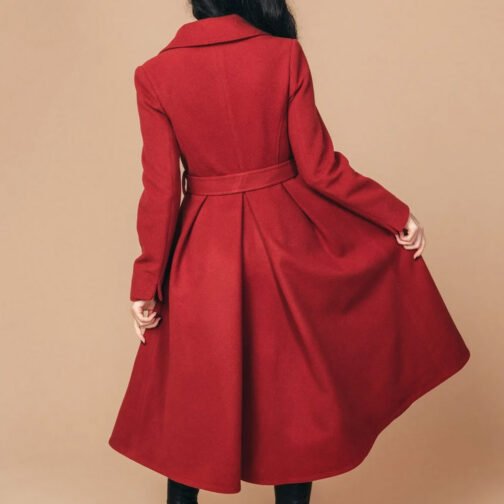 Women’s 1950s Princess Swing Red Wool Coat - Image 2