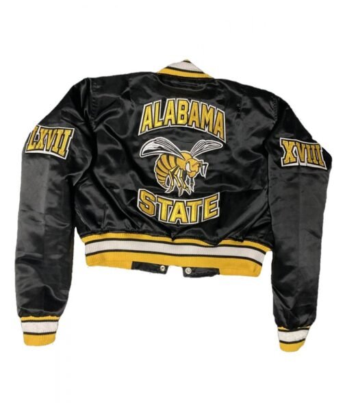 Women’s Alabama State University Cropped Black Jacket - Image 2