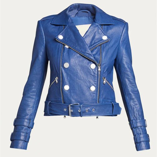 Women’s Billie Belted Leather Jacket - Image 19