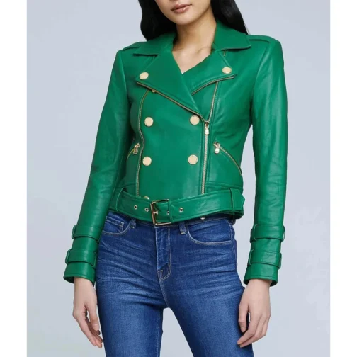 Women’s Billie Belted Leather Jacket - Image 5