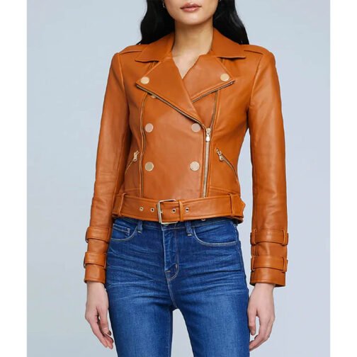 Women’s Billie Belted Leather Jacket - Image 4