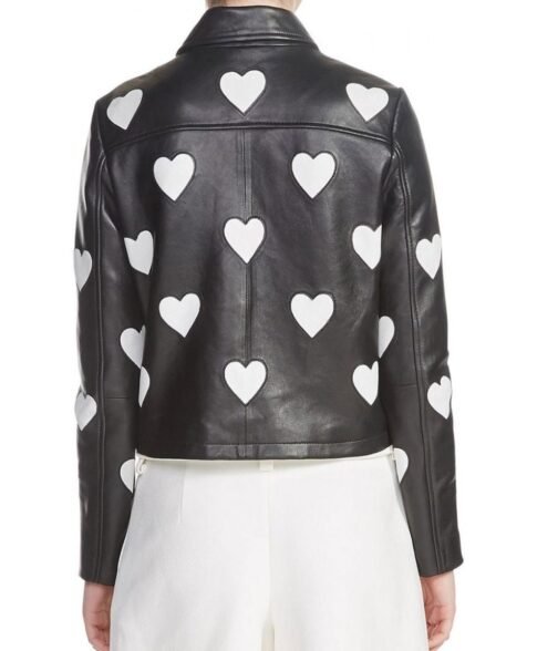 Women’s Maje Heart Motorcycle Leather Jacket - Image 2