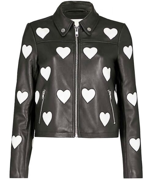 Women’s Maje Heart Motorcycle Leather Jacket - Image 5