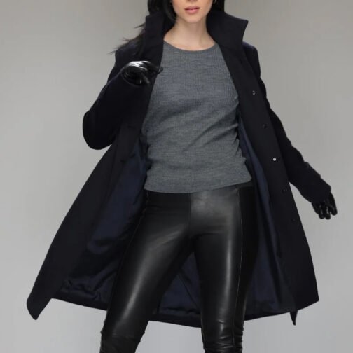 Women’s Stand Collar Brenna Red Wool Coat - Image 12