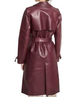 Women’s Burgundy Double Breasted Belted Coat