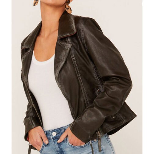 Women’s Christy Scatter Star Leather Jacket - Image 11