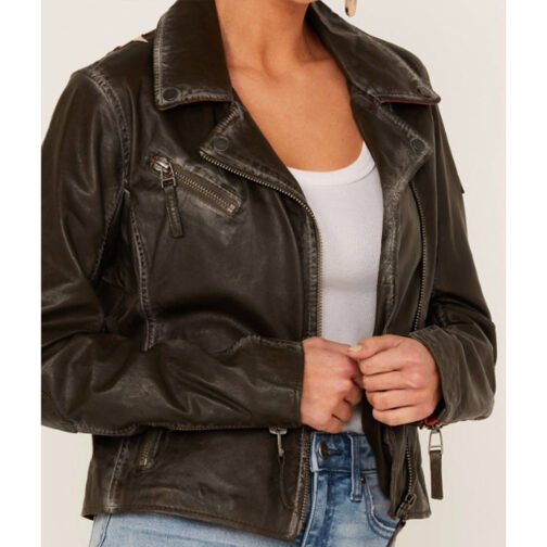 Women’s Christy Scatter Star Leather Jacket - Image 27