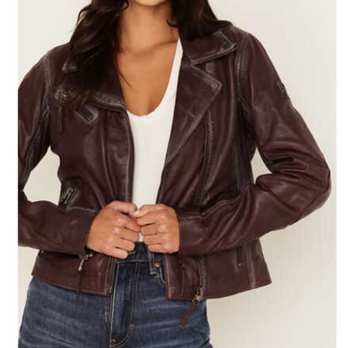Women’s Christy Scatter Star Leather Jacket - Image 21