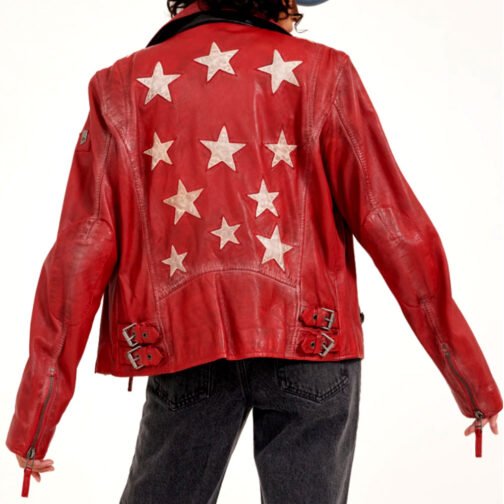 Women’s Christy Scatter Star Leather Jacket - Image 4