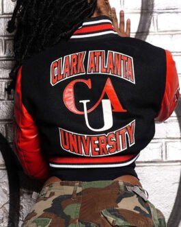 Women’s Clark Atlanta University Black and Red Varsity Jacket
