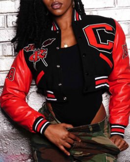 Women’s Clark Atlanta University Black and Red Varsity Jacket