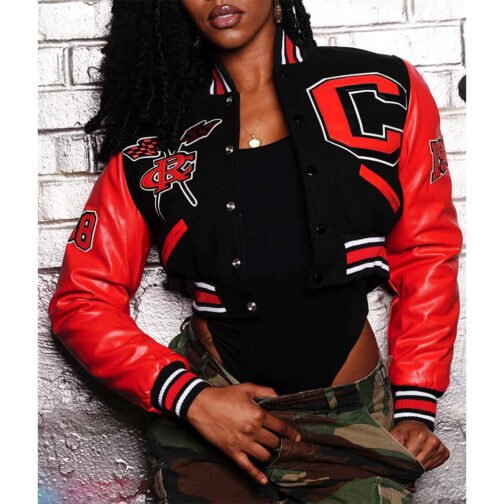 Women’s Clark Atlanta University Black and Red Varsity Jacket