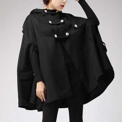 Women’s Classic Wool Hooded Cape - Image 2