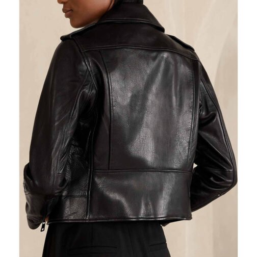 Women’s Classic Essential Leather Jacket - Image 5