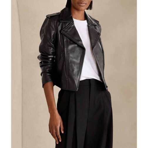 Women’s Classic Essential Leather Jacket - Image 3