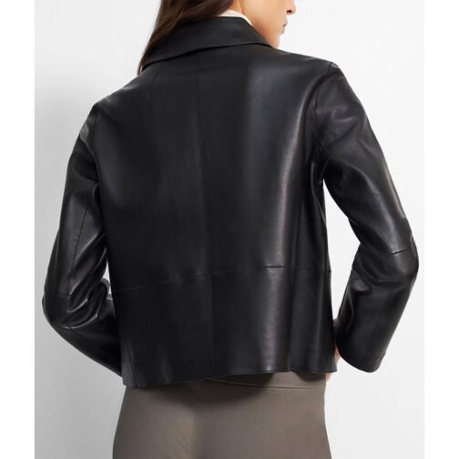 Women’s Cropped Piazza Leather Jacket - Image 2