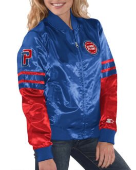 Women’s Detroit Pistons Red and Blue Jacket
